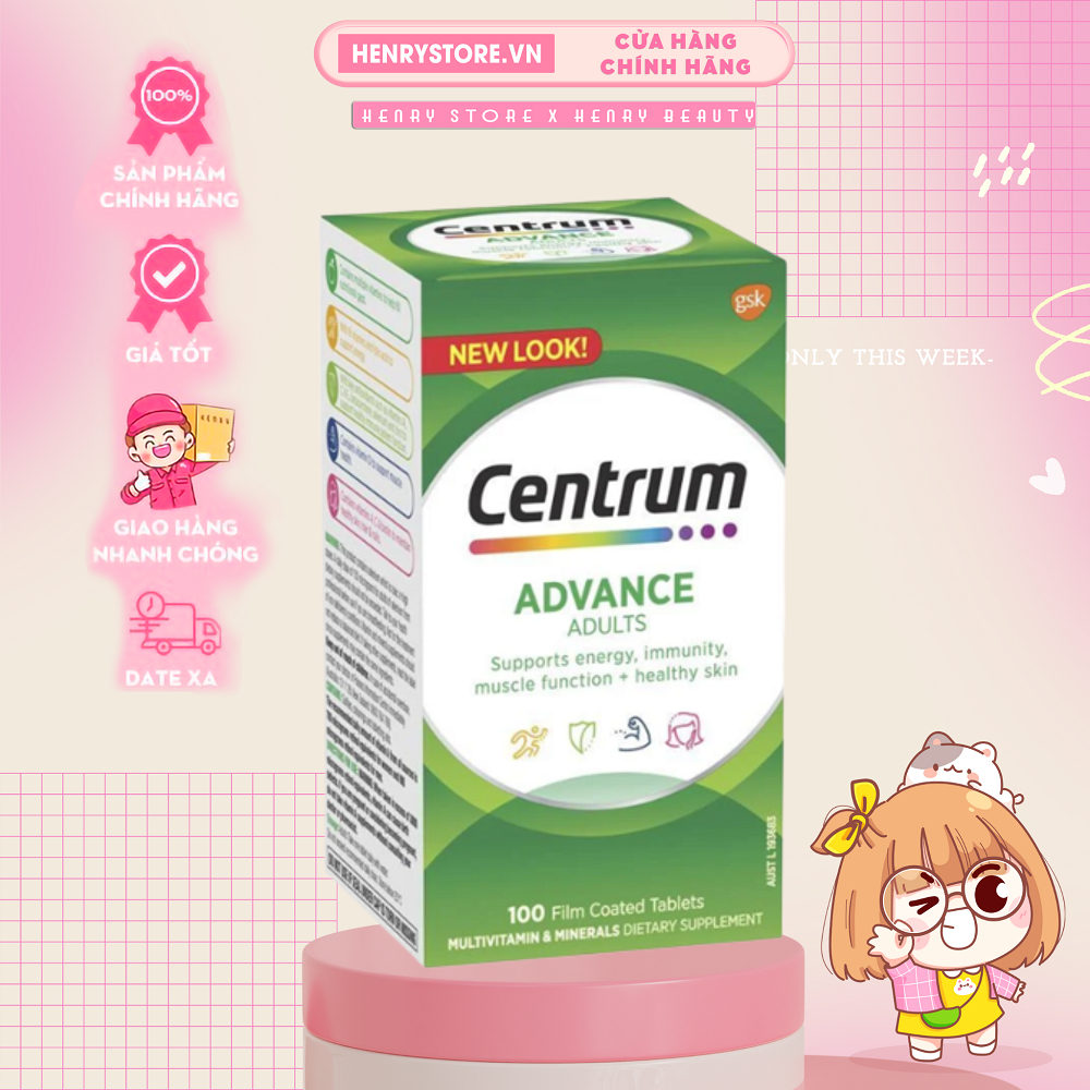 Vitamin tổng hợp Centrum Advance For Adults cho người lớn dưới 50 tuổi 100 viên