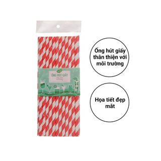 Ống hút giấy Green Eco phi 12 - các màu (10 cái/ gói) (Giao màu ngẫu nhiên)