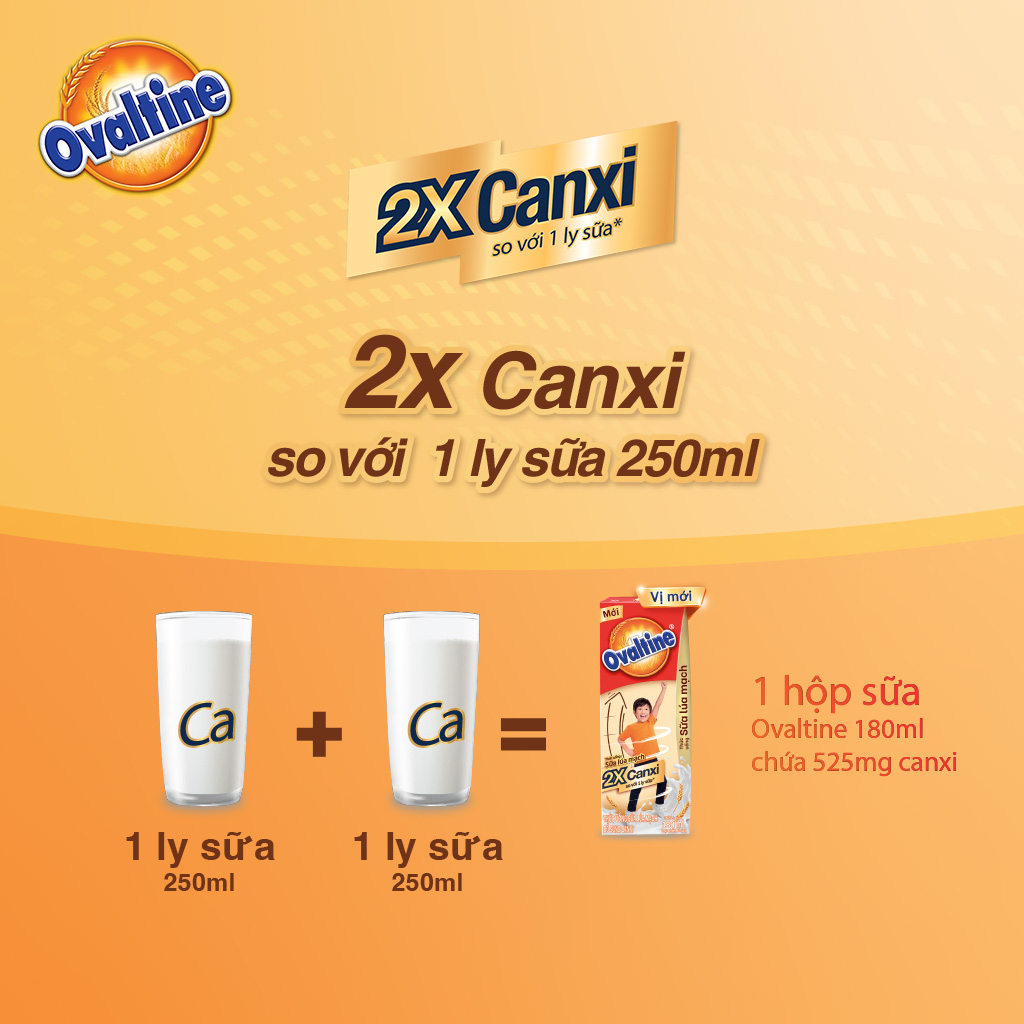 Thùng 48 hộp Thức uống lúa mạch gấp đôi Canxi Ovaltine (180ml x 48)