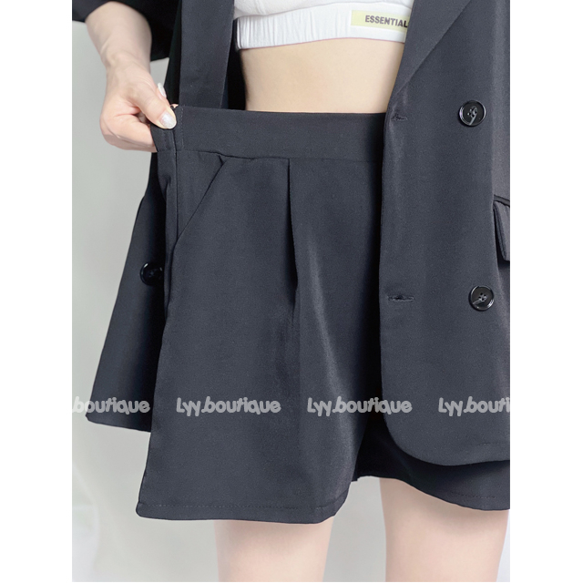Set đồ nữ áo blazer trơn cộc tay kèm quần short form oversize nhiều màu hot hit LYY BOUTIQUE