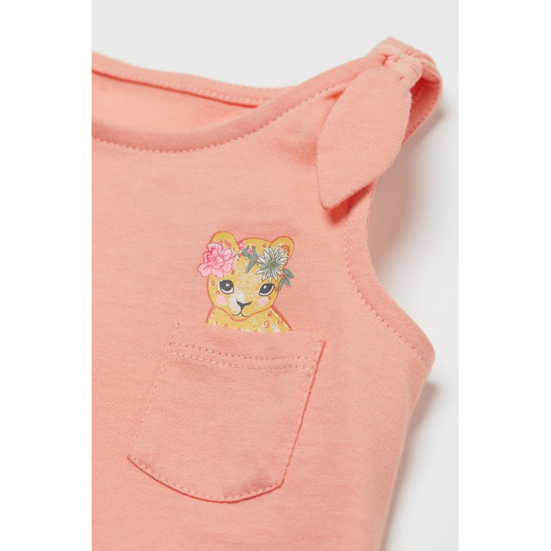 Bộ quần áo sát nách mặc hè cho bé gái HM auth