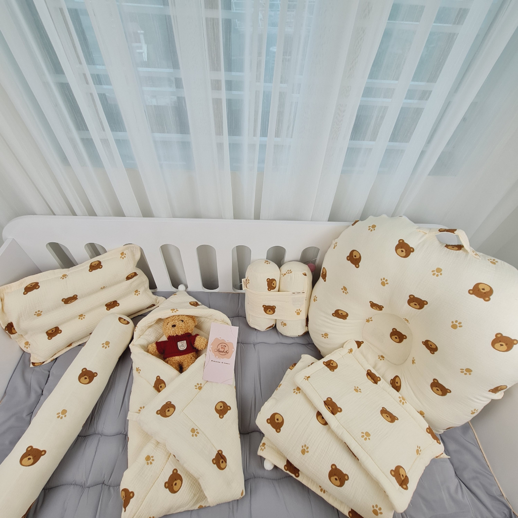 Combo 10 món đi sinh cho mẹ và bé chất liệu cotto organic cao cấp