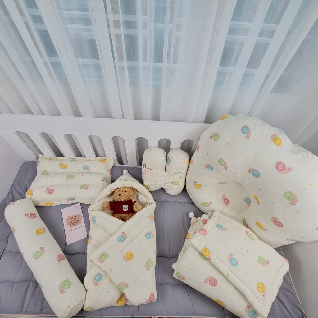 Combo 10 món đi sinh cho mẹ và bé chất liệu cotto organic cao cấp