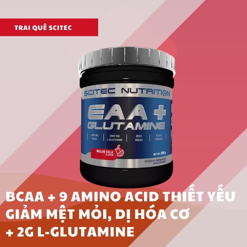 SCITEC EAA + GLUTAMINE (Giảm mệt mỏi, ngăn ngừa mất cơ, dị hoá cơ)