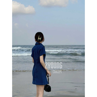 Đầm sơ mi jean ôm [2YOUNG] D1085 (ảnh thật)
