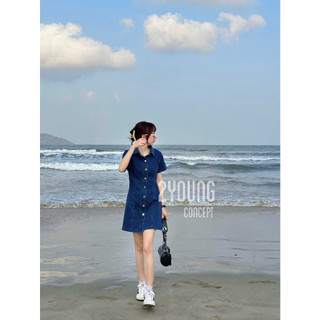 Đầm sơ mi jean ôm [2YOUNG] D1085 (ảnh thật)