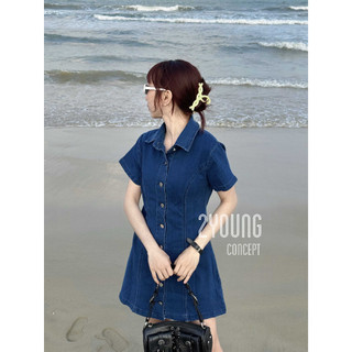 Đầm sơ mi jean ôm [2YOUNG] D1085 (ảnh thật)