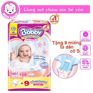 Miếng Lót Newborn 108 Miếng TẶNG 9 Tả Dán Tặng 6 Tả Quần Mở Một Bên Bobby