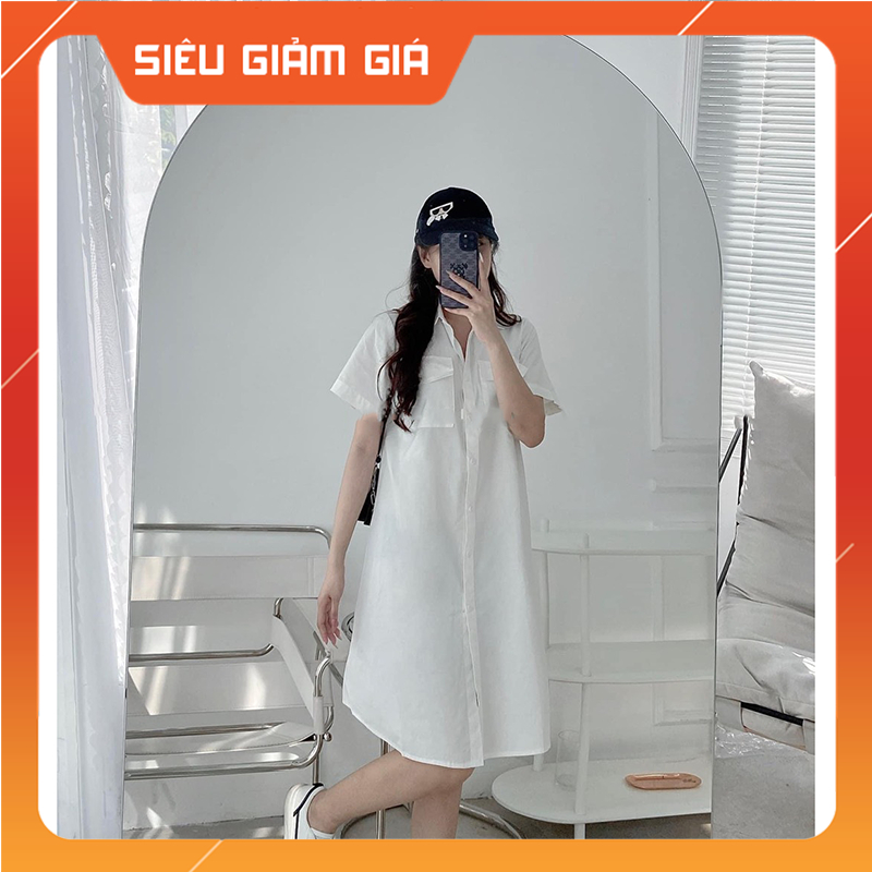 Váy Sơ Mi Cộc Tay Chất Đũi Form Rộng Hàng Quảng Châu M9156 - Teen888