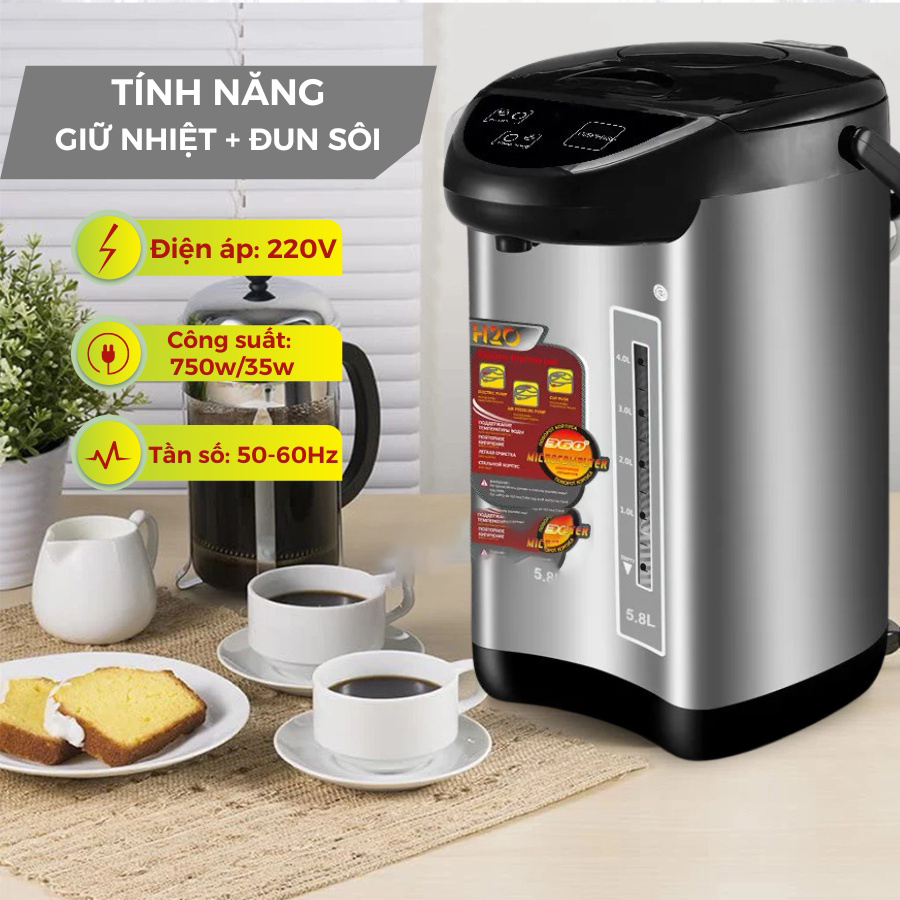 Bình Thủy Điện Đun Nước Nóng 5.8L - Phíc Đun Nước Nóng Công Nghệ Nhật Bản - Bình Đun Nước Siêu Tốc - Bảo Hành 12 Tháng