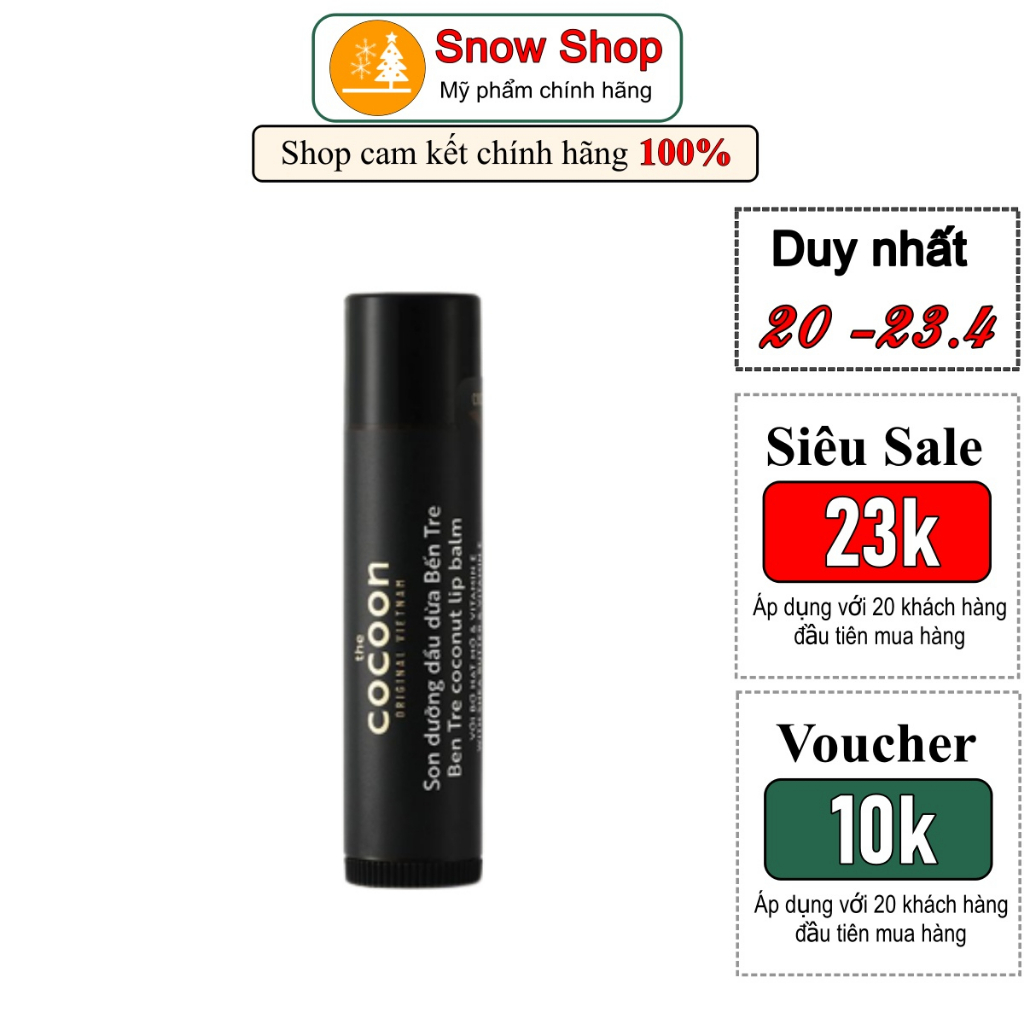 Son dưỡng dầu dừa Cocoon Coconut Lip Balm With Shea Butter & Vitamin E 5g