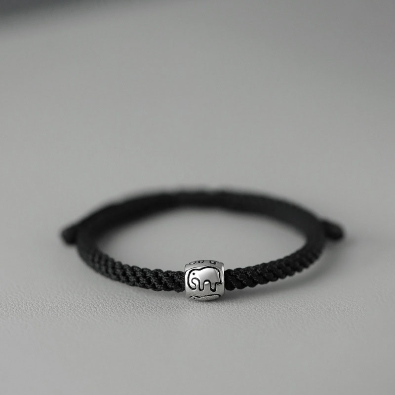 Vòng tay hình con voi biểu tượng may mắn thịnh vượng có dây rút phong cách Hàn Quốc chất liệu Bạc925 Kratos