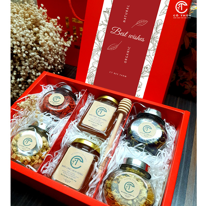 Set Quà Tặng Tết 2024 Mật Ong Rừng Kèm Trà & Hạt Dinh Dưỡng Thiên Nhiên - Sweet Gift CTG311
