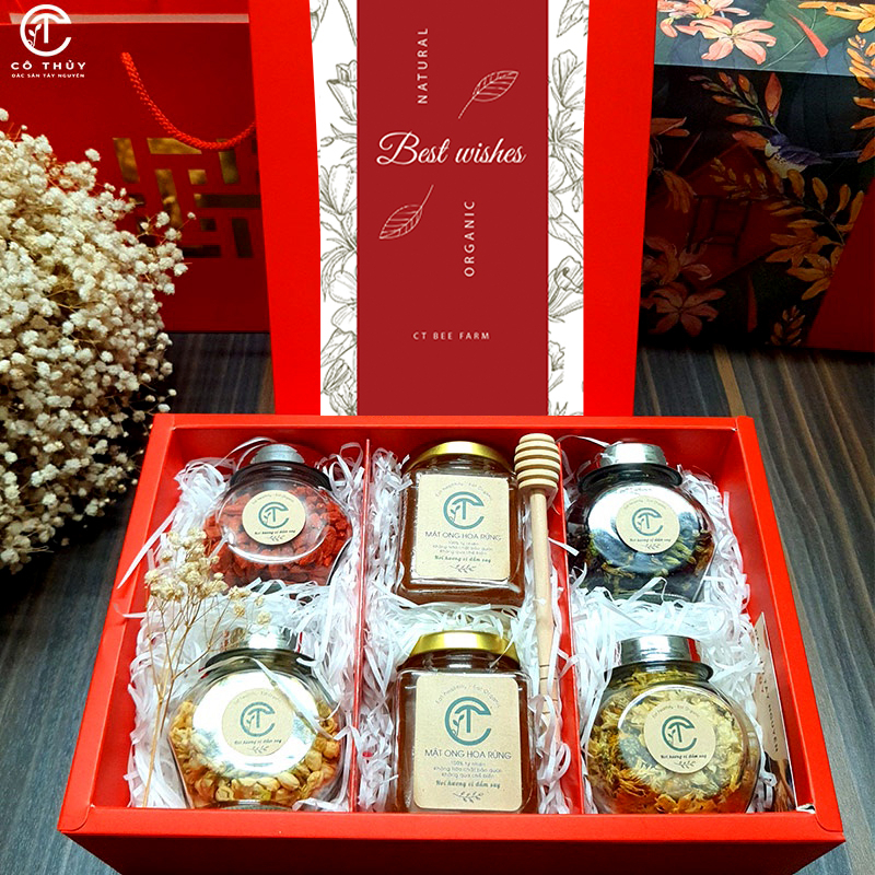 Set Quà Tặng Tết 2024 Mật Ong Rừng Kèm Trà & Hạt Dinh Dưỡng Thiên Nhiên - Sweet Gift CTG311