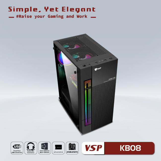 Vỏ máy tính | Case VSP - Esport Gaming Kb08 - Hàng chính hãng