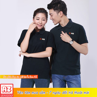  Áo thun đồng phục ngân hàng MBbank màu đen logo mb bank thêu - Có BIGSIZE AT14 