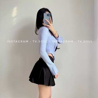 [CÓ SẴN, ẢNH THẬT] 𝐓𝐕 𝐒𝐎𝐔𝐋 Áo xanh tay dài cổ yếm trắng