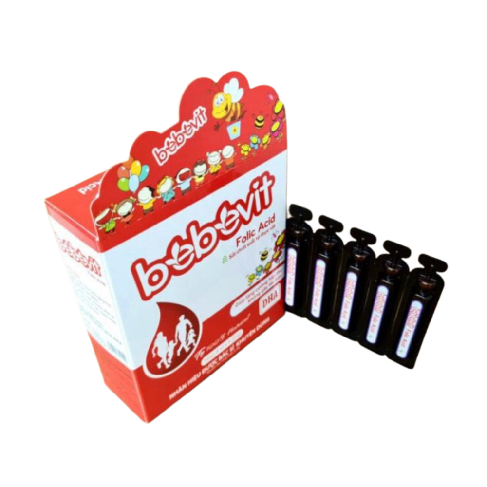 BEBEVIT Folic Acid bổ xung sắt và các thành phần thiết yếu cho quá trình tạo máu - Hộp 20 Ống