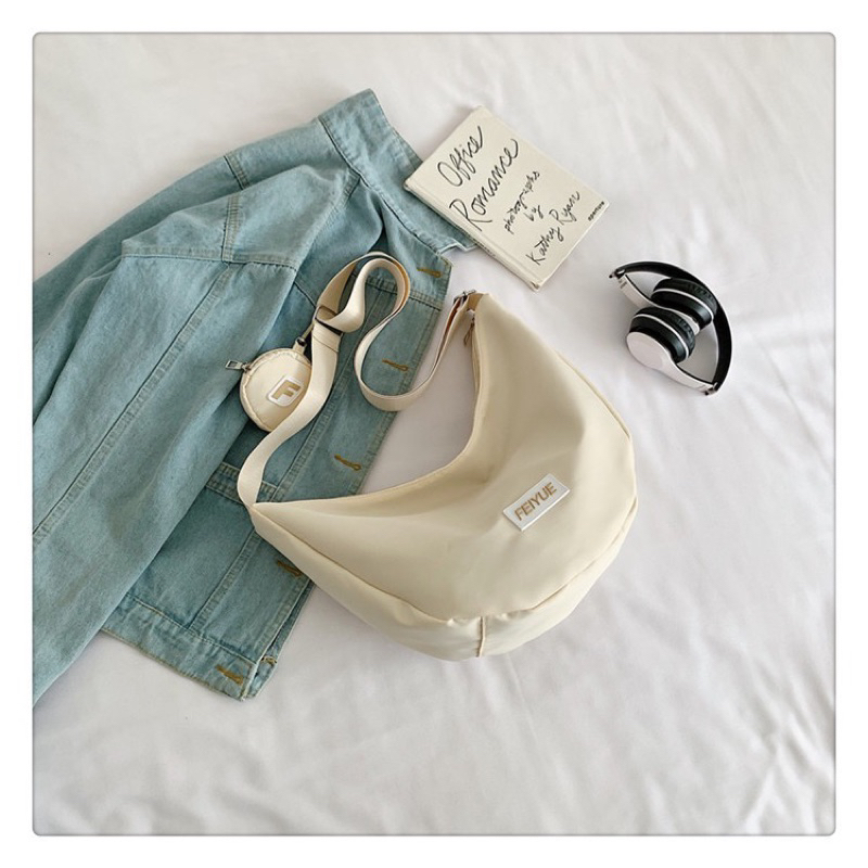 Túi xách đeo chéo vai vải Nylon sức chứa lớn phong cách thời trang Hàn Quốc cho nam nữ hot trend