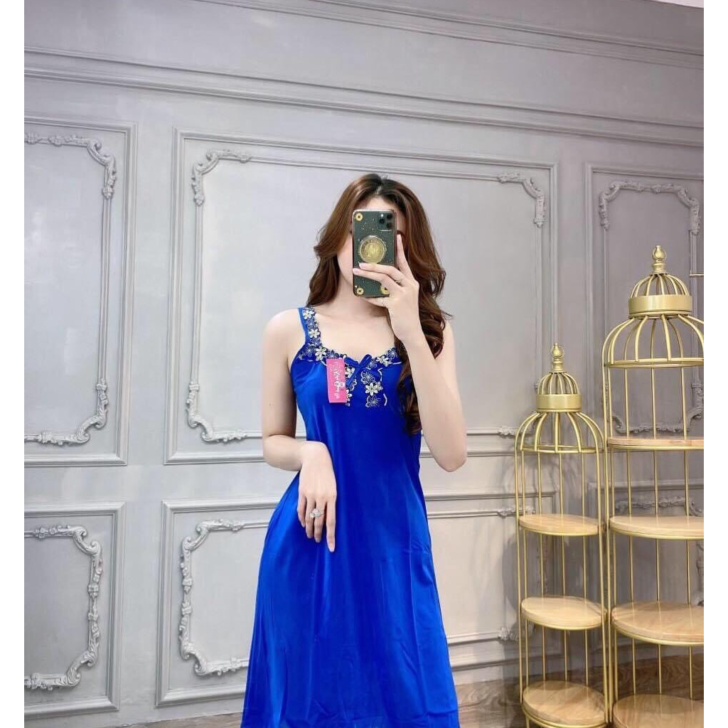 Đầm Nữ Đầm Thun Lạnh Dây Bản Phối Ren Mặc Nhà Thiết Kế Cao Cấp | BigBuy360 - bigbuy360.vn