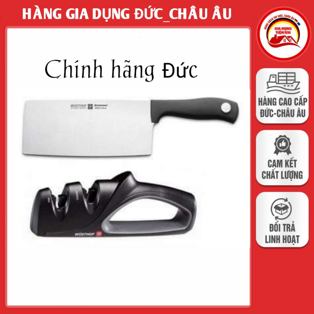 Bộ dao thái + đá mài nhà bếp Siverpoint Wusthof Ml - Kl530, dao thái 18cm - hàng Đức
