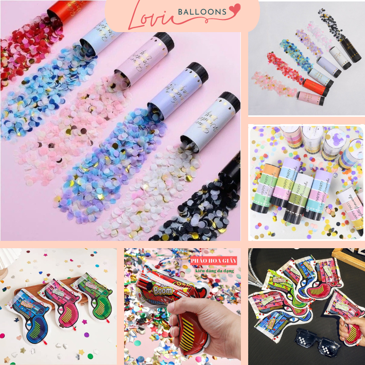 Súng bắn hoa giấy cầm tay Confetti mini, Ống pháo giấy phụt Confetti trang trí tiệc sinh nhật
