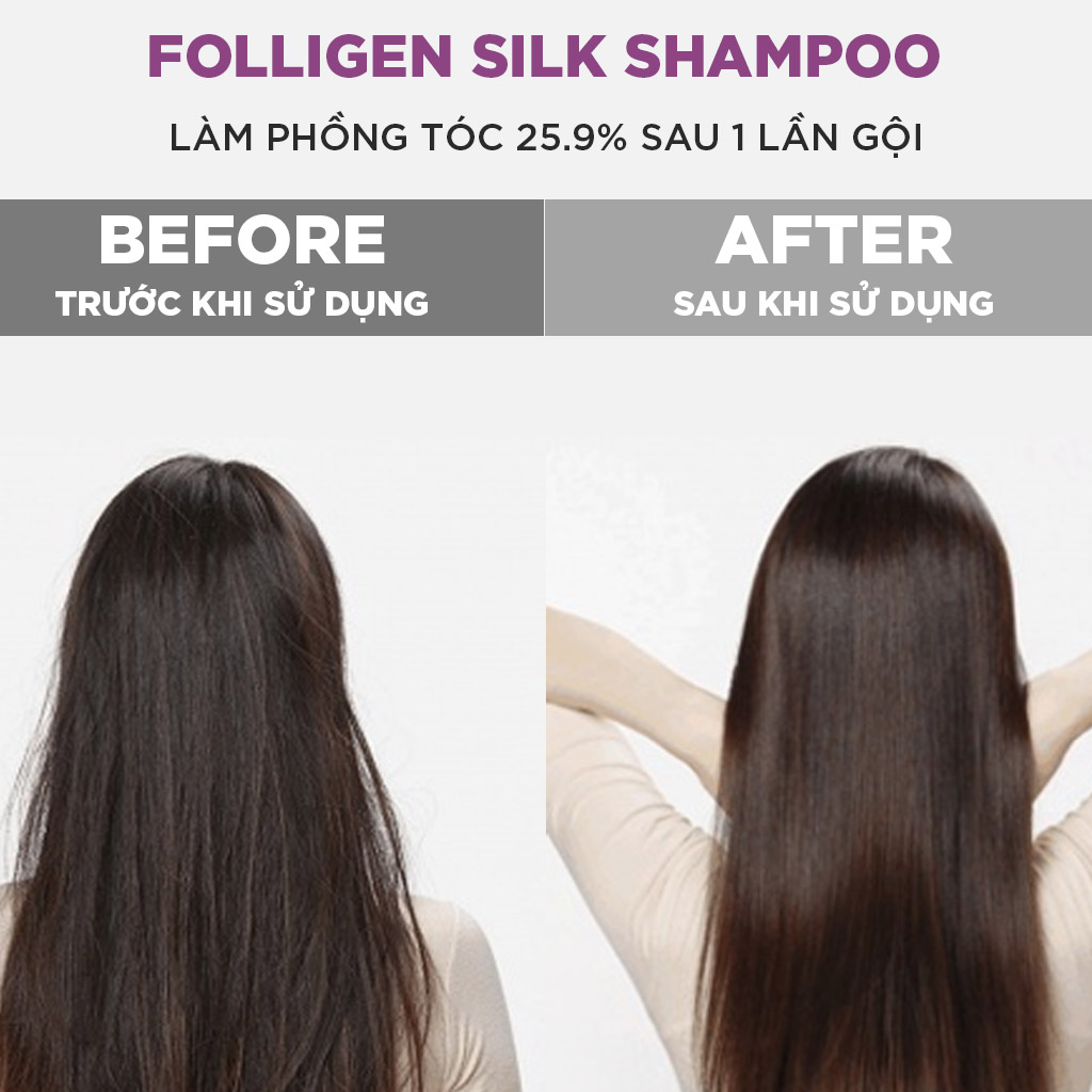 Bộ gội xả dành cho tóc mỏng và hư tổn không chứa silicon Dr. FORHAIR FOLLIGEN SILK SHAMPOO x FOLLIGEN TREATMENT 600ml