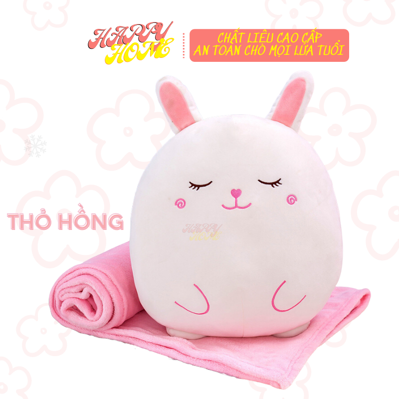 Bộ chăn gối văn phòng hình thú béo, bộ chăn gối gấu bông cute cho bé đi học - HAPPY HOME