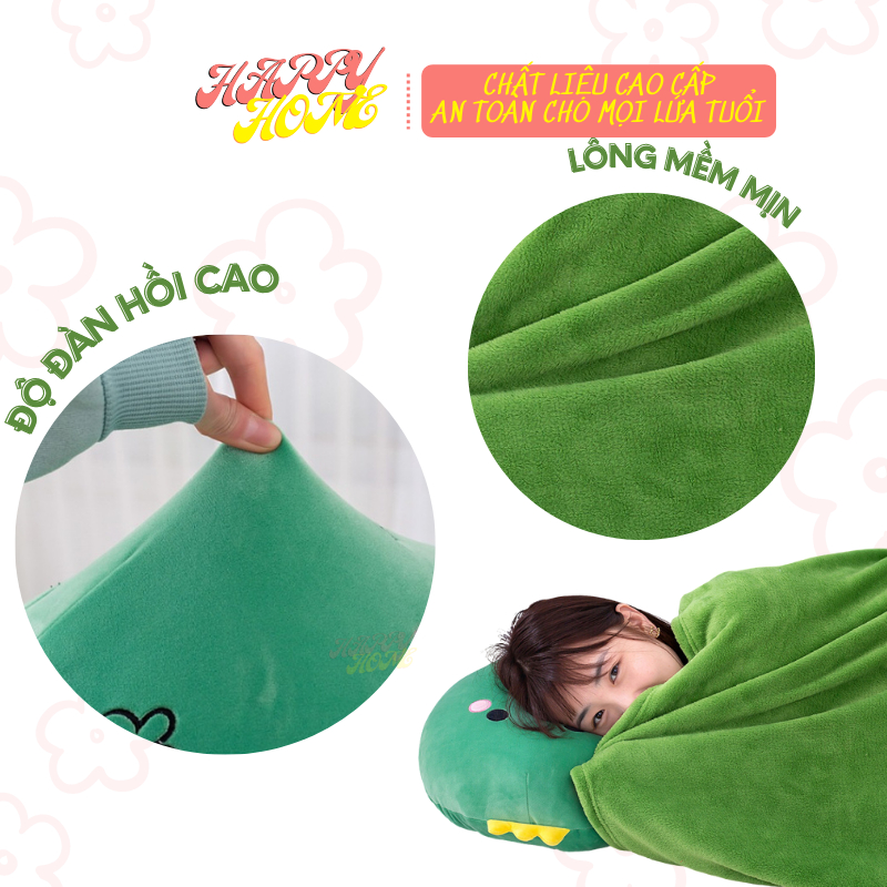 Bộ chăn gối văn phòng hình thú béo, bộ chăn gối gấu bông cute cho bé đi học - HAPPY HOME