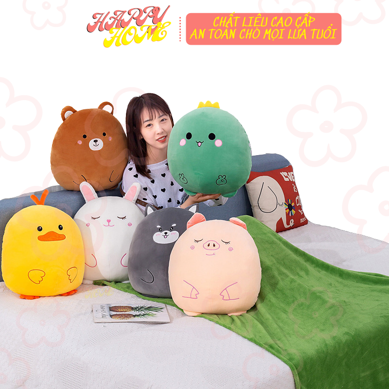 Bộ chăn gối văn phòng hình thú béo, bộ chăn gối gấu bông cute cho bé đi học - HAPPY HOME