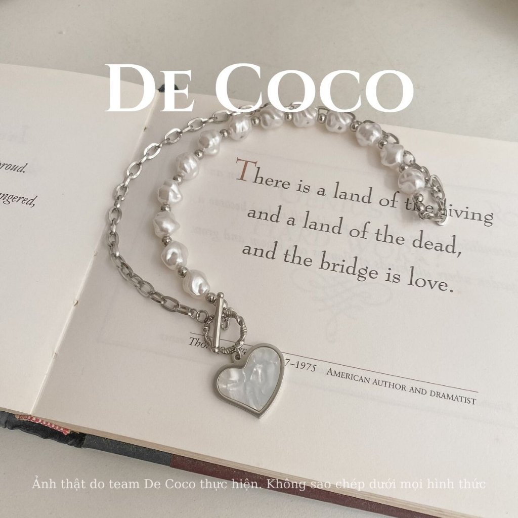 Dây chuyền nữ DECOCO ACC Hardy tim xà cừ nửa xích nửa trai