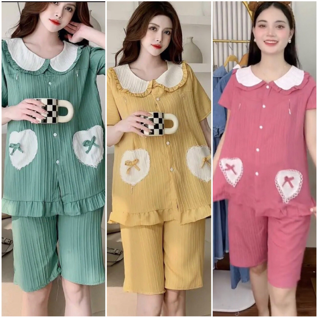 Siêu hot, Bộ bầu tiện Lợi mặc trước và sau sinh cho con bú,kiểu dáng trẻ trung đẹp, chất đũi gân xốp freesize 40-65kg