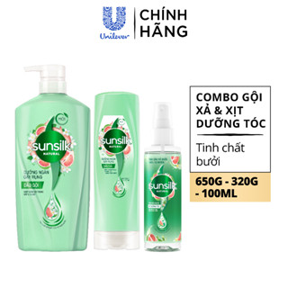 Combo Gội Xả và Xịt dưỡng tóc tinh chất bưởi Sunsilk Natural Dưỡng ngăn Gãy rụng 650g, 320g, 100ml