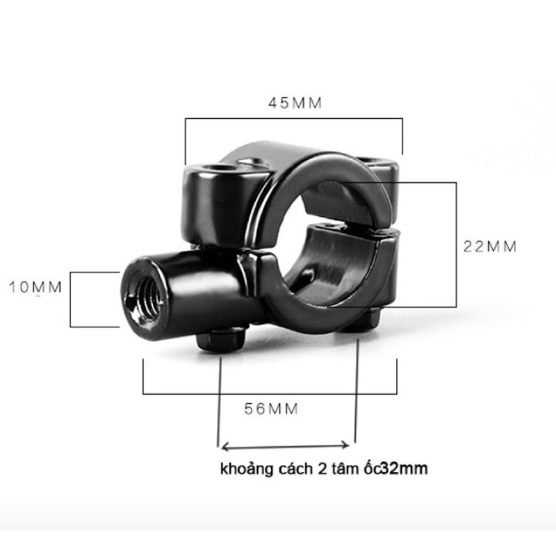 Cùm gắn chân gương chiếu hậu 10mm