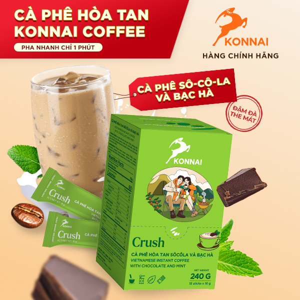 Cà phê hòa tan sôcôla và bạc hà 15 thanh Konnai Coffee