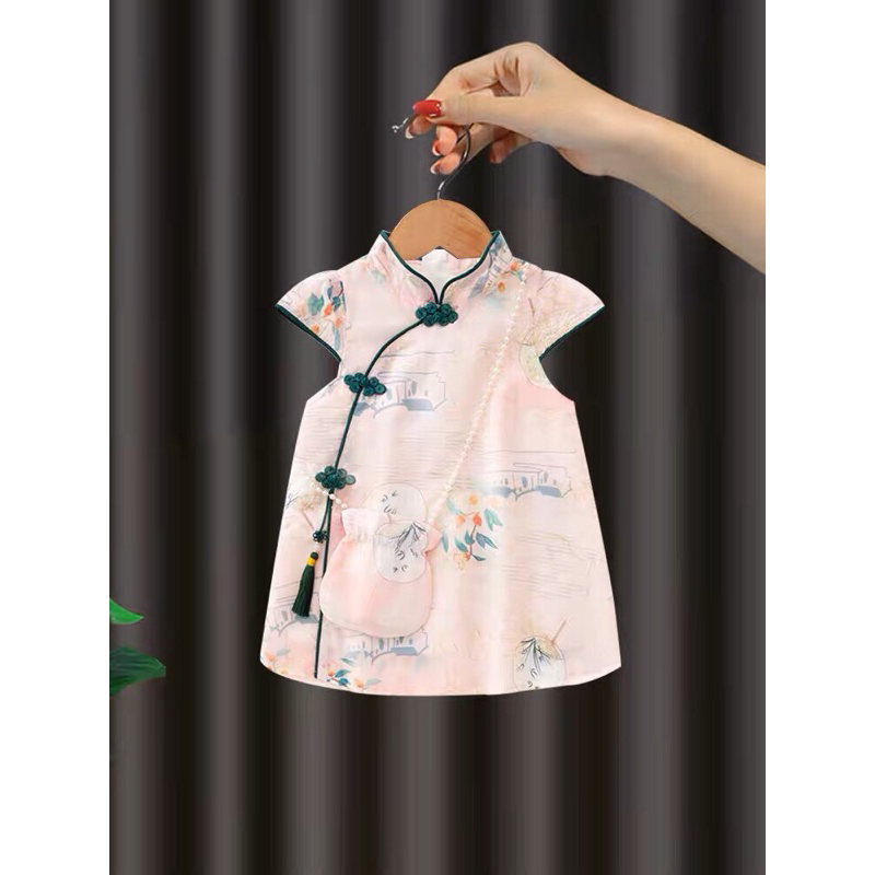 Váy Sườn Xám hot trend 2023 - tặng kèm túi xinh ❤️ dành cho các baby từ 8-28kg