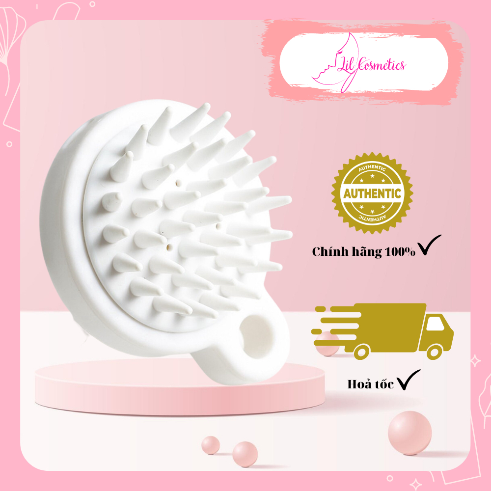 L_C Lược gội đầu bằng silicon mát xa da đầu giảm rụng kích thích mọc tóc