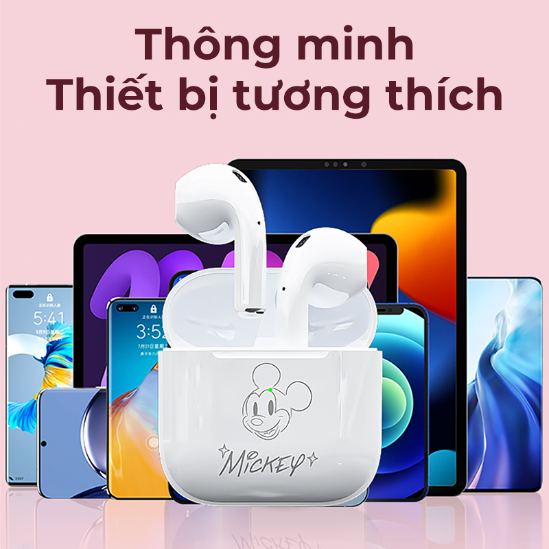 Tai nghe nhét tai Bluetooth 5.3 Disney Pro4 không dây Headphone TWS mini âm nhạc HIFI có micrô díney mickey FX-951B