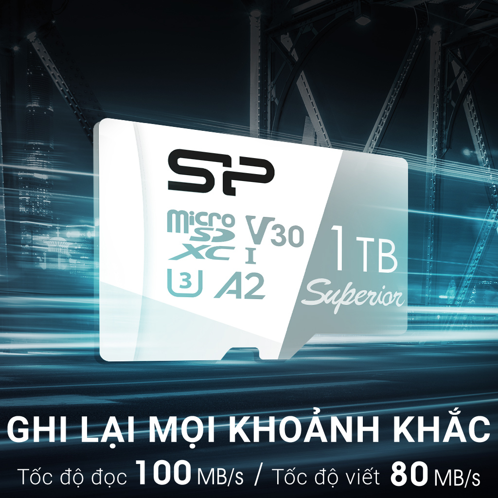 Thẻ nhớ Silicon Power 64GB/128GB/256GB microSDXC UHS-I C10 U3 V30 A2 Micro SD Card, 4K Video 100MB/s đọc, Bảo Hành 5 Năm