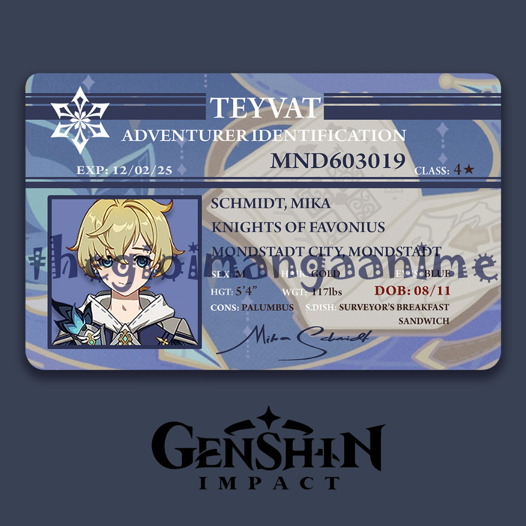Ảnh thẻ in hình game GENSHIN IMPACT ver ID card bo góc viền 5*8cm anime chibi xinh xắn sưu tầm