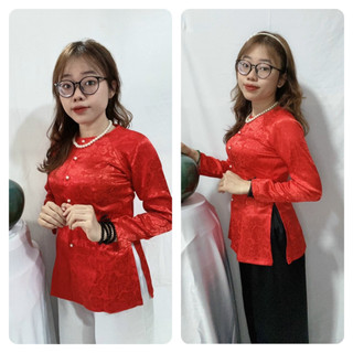 ÁO BÀ BA GẤM HỌA TIẾT LÁ