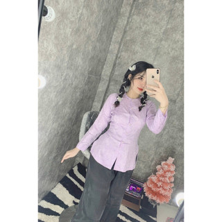 ÁO BÀ BA GẤM HỌA TIẾT LÁ