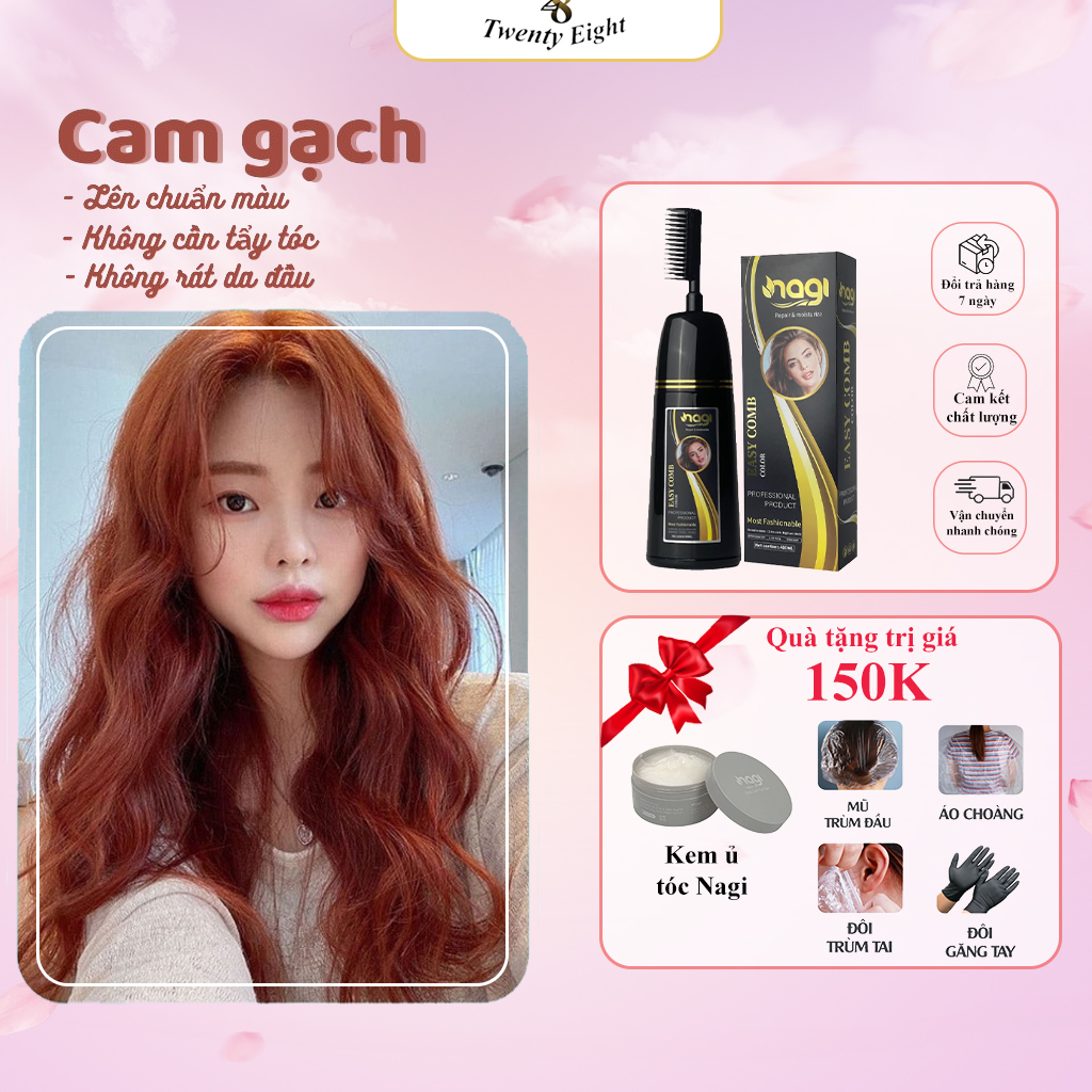 Dầu gội nhuộm tóc màu Cam gạch Nagi DIRTY ORANGE 18 chiết xuất từ thiên nhiên 400ml [Tặng kem ủ tóc nagi]