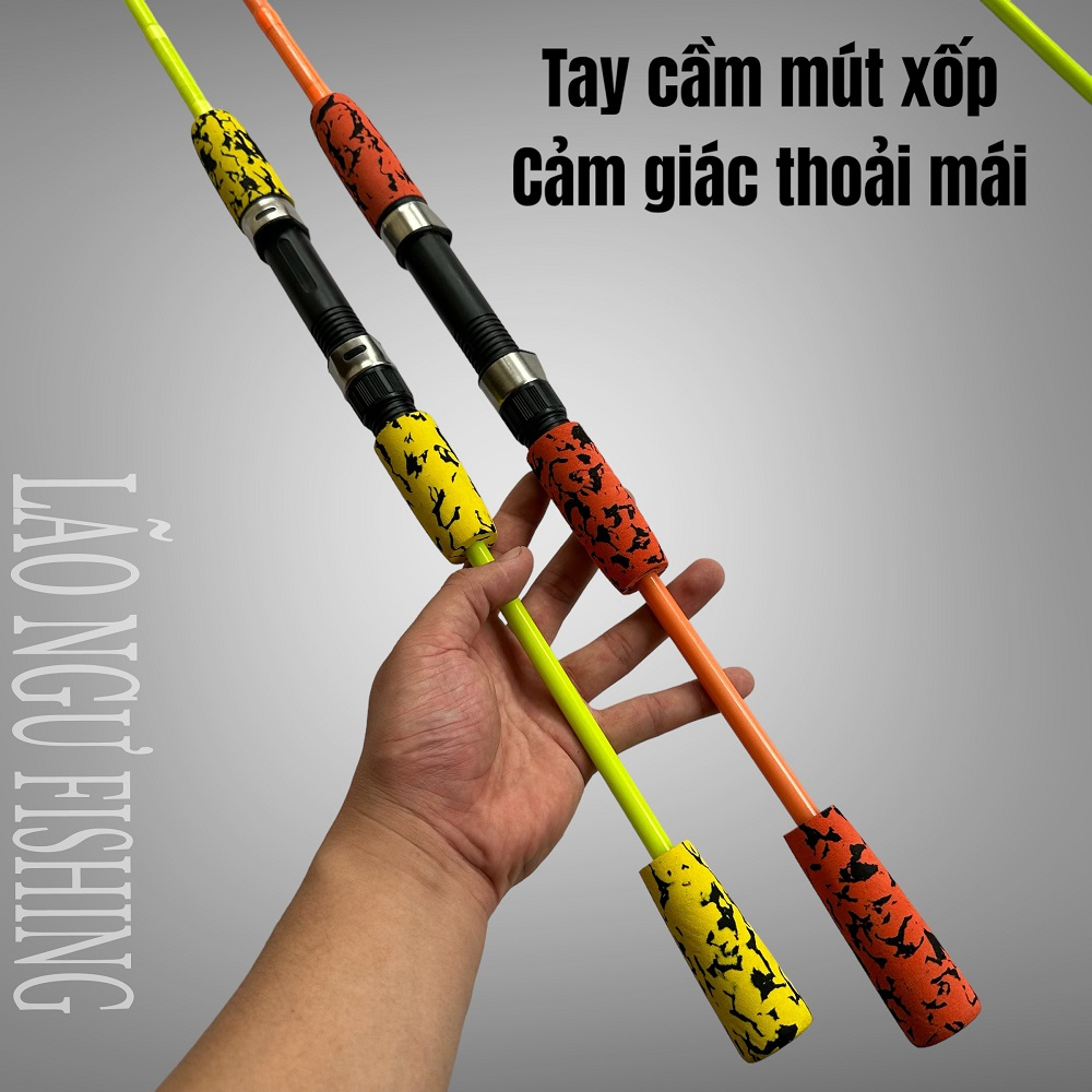 Cần câu máy Shimano Scabard 2 Khúc Đặc Siêu Bạo Lực, Tay cầm bộ đội Màu cam hoặc xanh lá