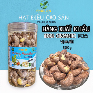 500g hạt điều rang muối cao sản bình phước phúc an - có vỏ lụa