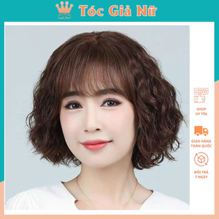 Tóc giả nguyên đầu xù ngắn trung niên 25cm