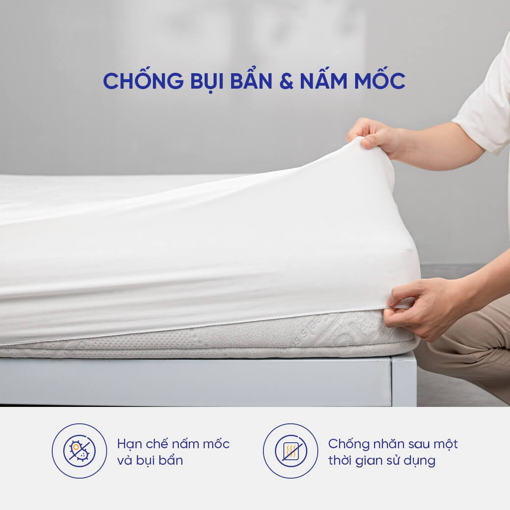 Tấm lót bảo vệ nệm Doona Bamboo chống thấm chống bụi bẩn nấm mốc hiệu quả thoáng khí khử mùi hàng chính hãng Vua Nệm