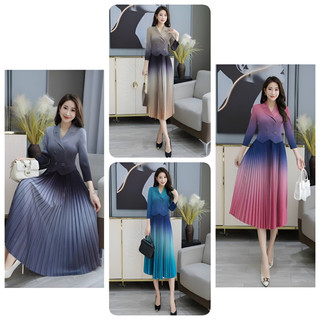 (HÀNG QUẢNG CHÂU BIGSIZE 45kg đến 75kg ) VÁY ĐẦM MAXI CỔ VEST - - LỤA DẬP LY LOANG MÀU SIÊU CHẤT