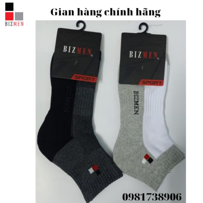 Tất Thể Thao Nam Siêu Dày BIZMEN CST-03 Sợi Cotton Khử Mùi Kháng Khuẩn Màu Xám Phối Đen Và Trắng phối Ghi