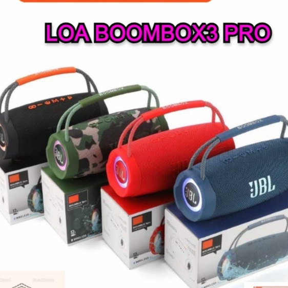 Loa Bluetooth Boombox 3 Pro Bass Mạnh Âm Thanh Lớn Cực Đỉnh Bluetooth 5.2 Thế Hệ Mới, tiện lợi mang theo